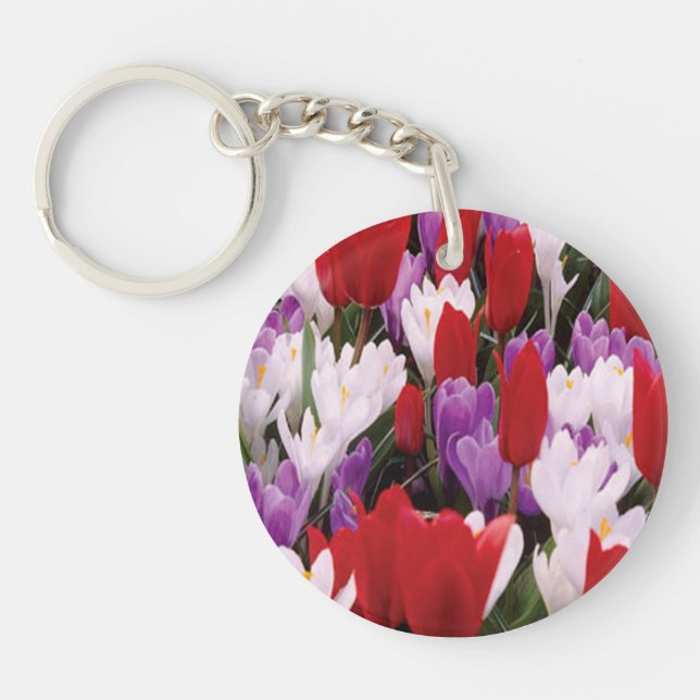 Colorful Tulip Flowers Key Chain (Front)
