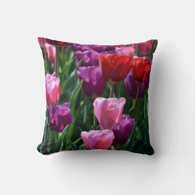 Colorful Tulip Flowers Pillow (Front)