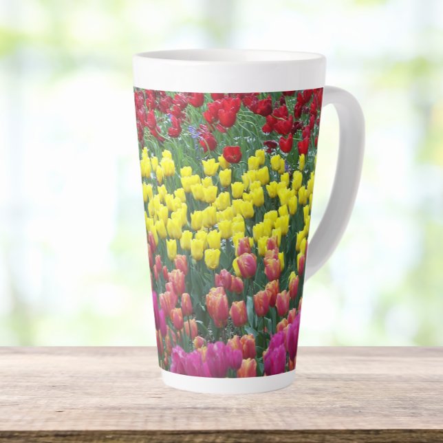 Colorful Tulip Garden Floral Latte Mug (In Situ)