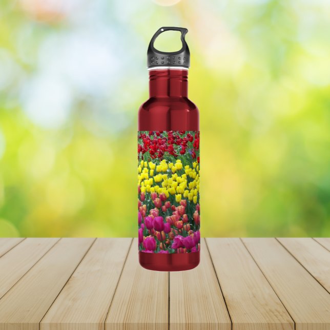 Colorful Tulip Garden Floral Water Bottle (In Situ)