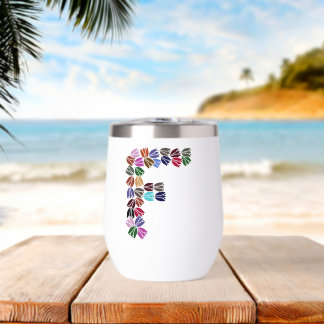 Colorful Tulip Lettered “F” Thermal Wine Tumbler