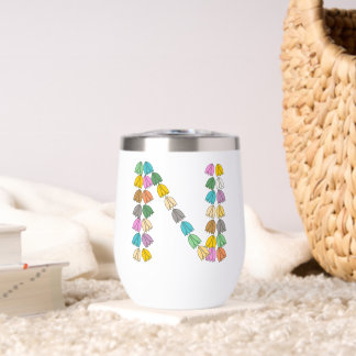 Colorful Tulip Lettered “N” Thermal Wine Tumbler