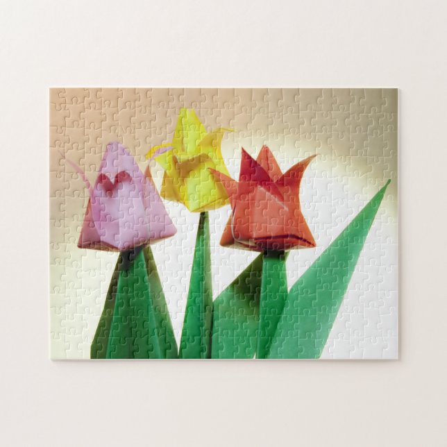 Colorful Tulip Origami Flowers Puzzle (Horizontal)