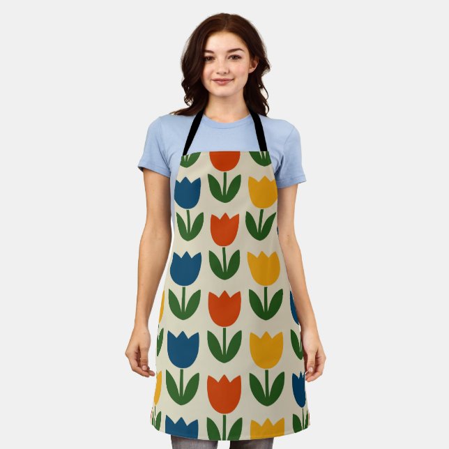Colorful Tulip Pattern Apron (Worn)