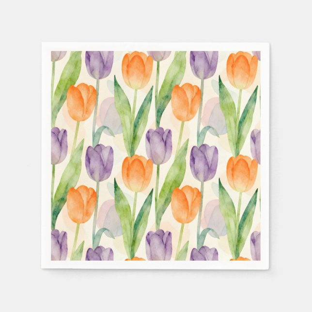 Colorful Tulip Pattern Napkins (Front)