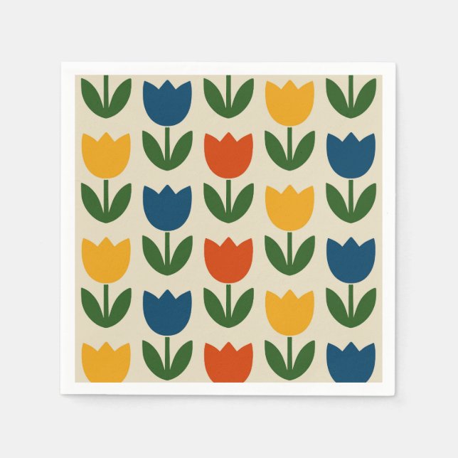 Colorful Tulip Pattern Napkins (Front)