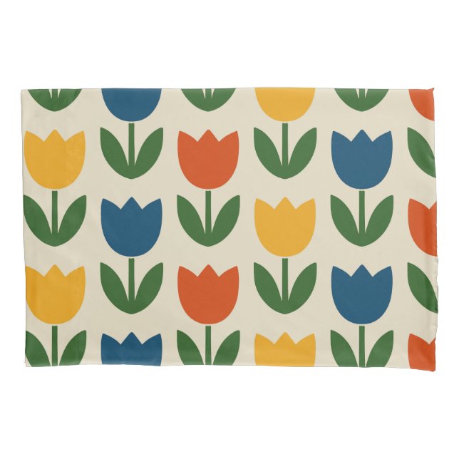 Colorful Tulip Pattern Pillow Case (Front)