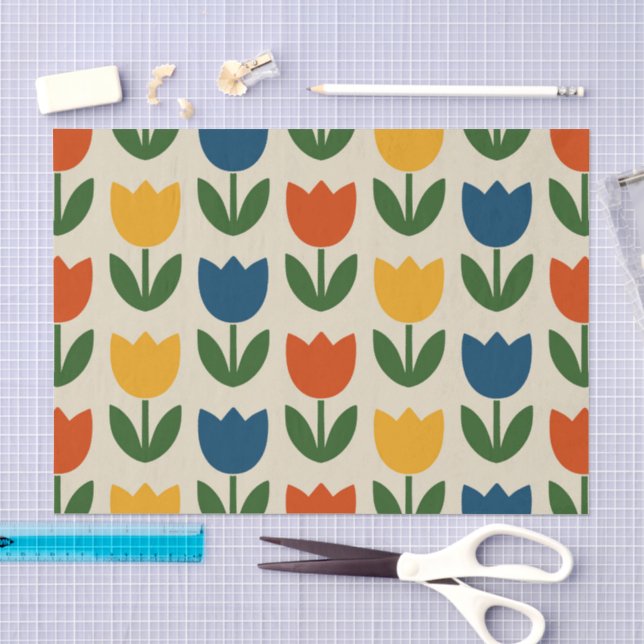Colorful Tulip Pattern Tissue Paper (Craft)