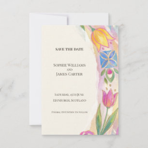Colorful Tulip Save The Date Card
