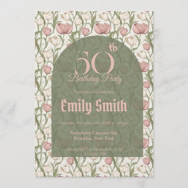 Colorful Tulip Themed Beach Party Invitation (Front)