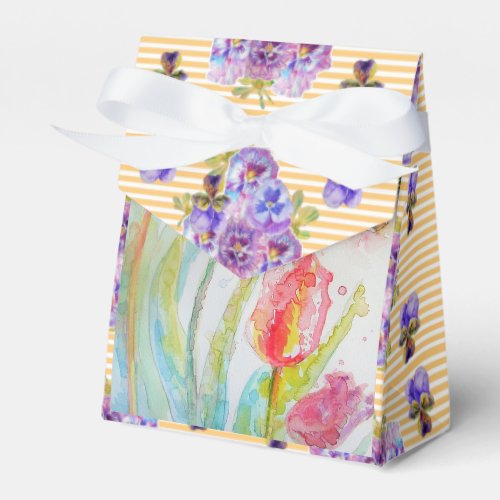 Colorful Tulip Watercolour Party Cake Favor Box