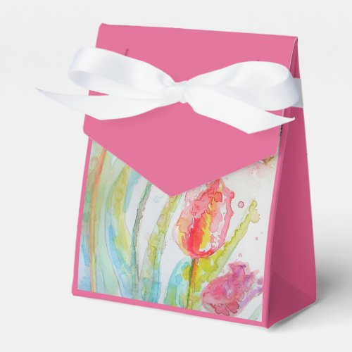 Colorful Tulip Watercolour Party Cake Favor Box