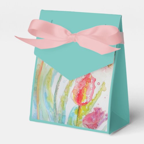 Colorful Tulip Watercolour Party Cake Favor Box