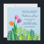 Colorful Tulips 70th Birthday Invitation<br><div class="desc">This lovely birthday invitation features a floral design with orange,  pink and purple tulips and customizable text for you to add your event details. This is a perfect invitation for a woman celebrating a milestone birthday.</div>
