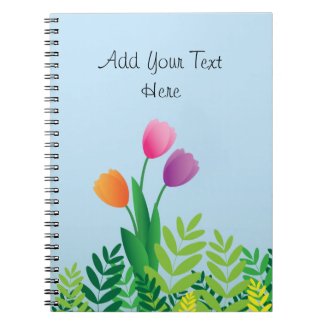 Colorful Tulips and Green Vegetation Notebook