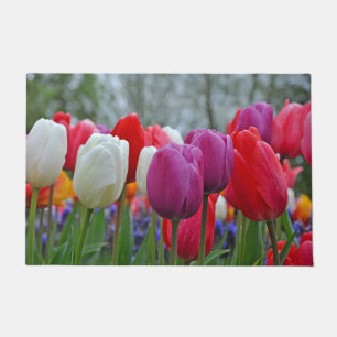 Colorful tulips beauty doormat