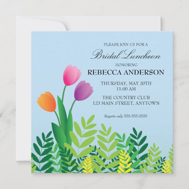 Colorful Tulips Bridal Luncheon Invitation (Front)