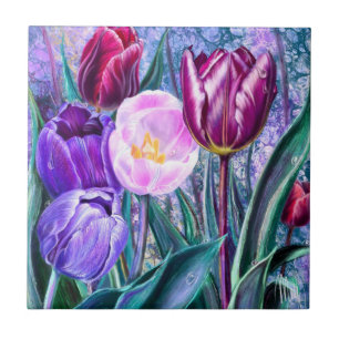 Colorful Tulips Ceramic Tile