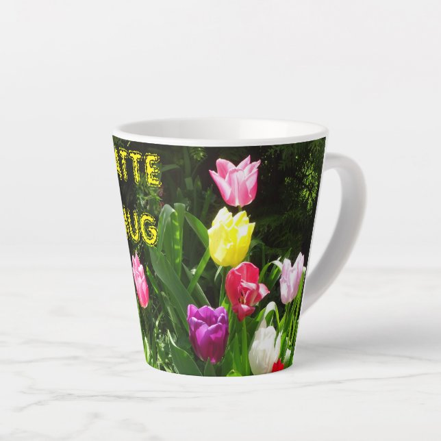 Colorful Tulips Cust. LATTE MUG Latte Mug (Right Angle)