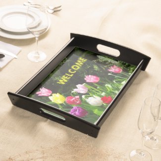 Colorful Tulips Cust. WELCOME Serving Tray