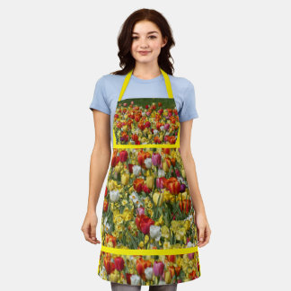 Colorful Tulips & Daffodils Flowers Apron