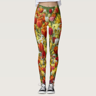 Colorful Tulips & Daffodils Flowers Legging