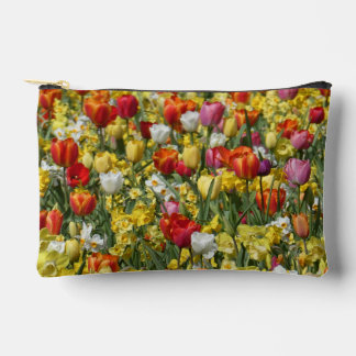 Colorful Tulips & Daffodils Pattern Cosmetic Bag