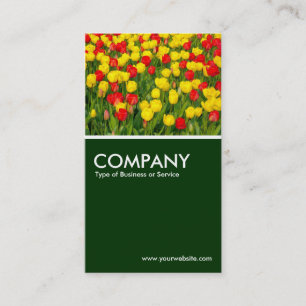 Colorful Tulips - Dark Green Business Card