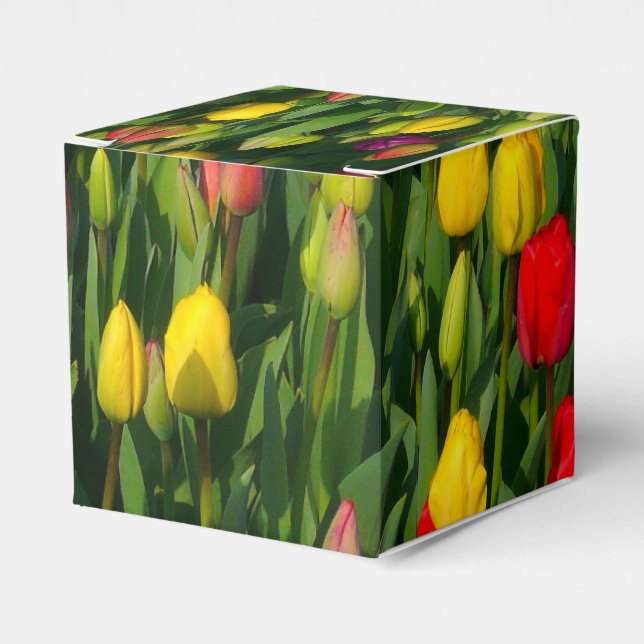 Colorful Tulips Favor Boxes (Front Side)