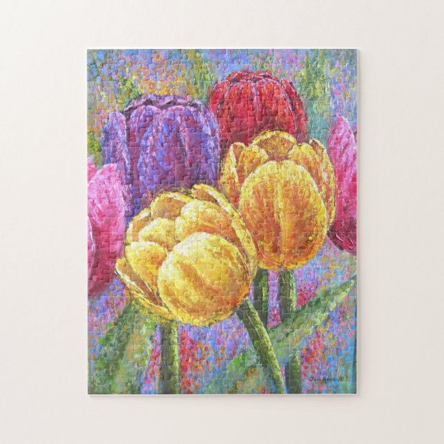Colorful Tulips Floral Challenging Flowers Art Jigsaw Puzzle (Vertical)