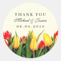 Colorful Tulips Floral Wedding Thank You Stickers