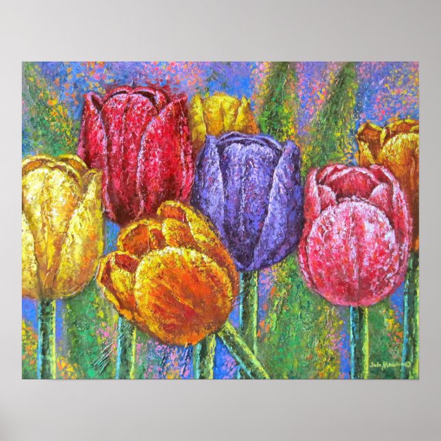 Colorful Tulips Garden Flowers Poster (Front)
