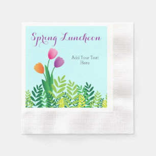 Colorful Tulips, Green Vegetation Spring Luncheon Napkins