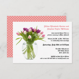 Colorful Tulips in Vase - 3x5 Wedding Announcement