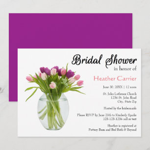 Colorful Tulips in Vase - Bridal Shower Invite