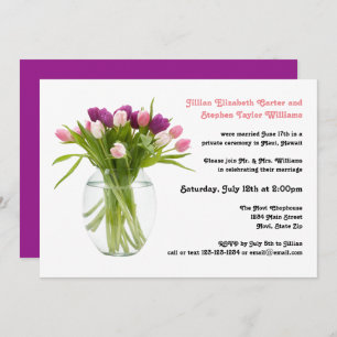 Colorful Tulips in Vase - Wedding Announcement