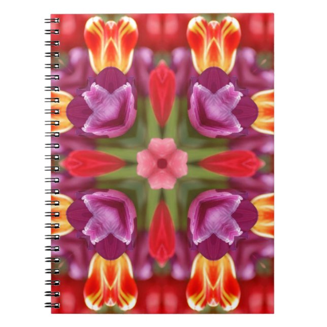 Colorful Tulips Kaleidoscope Notebook (Front)