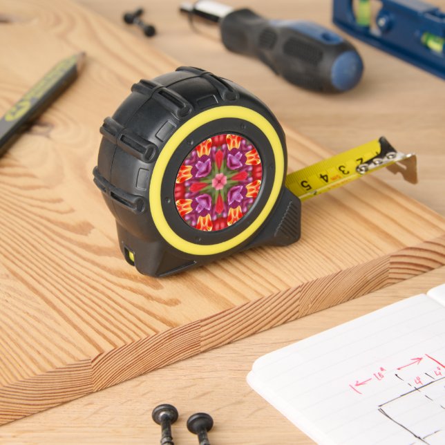 Colorful Tulips Kaleidoscope  Tape Measure (Woodwork)