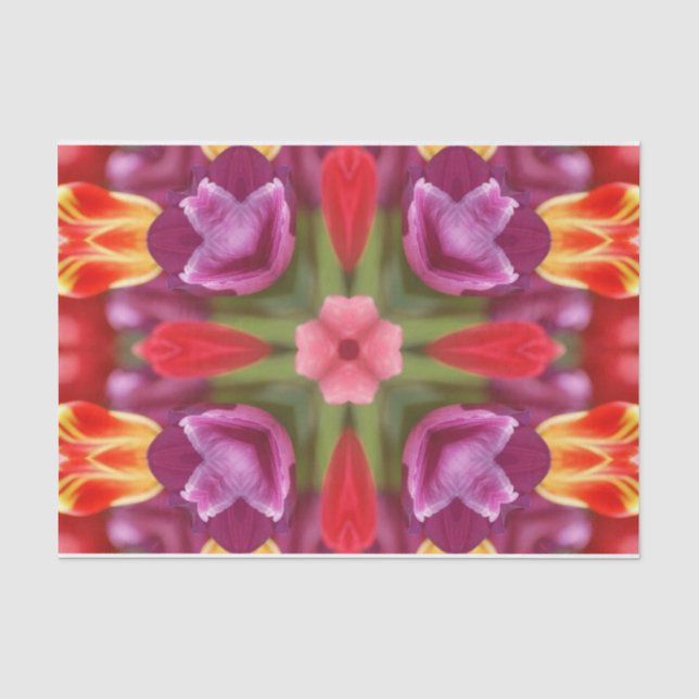 Colorful Tulips Kaleidoscope  Tissue Paper (Front)