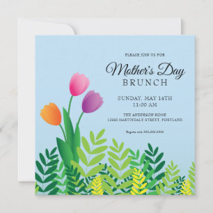 Colorful Tulips Mother's Day Brunch Invitation
