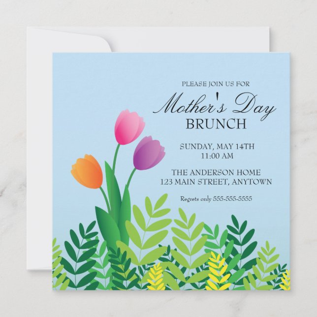 Colorful Tulips Mother's Day Brunch Invitation (Front)
