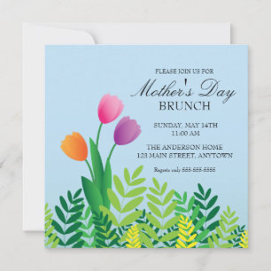 Colorful Tulips Mother's Day Brunch Invitation