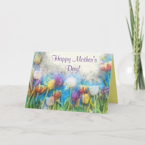 Colorful Tulips Mothers Day Folded Greeting Card