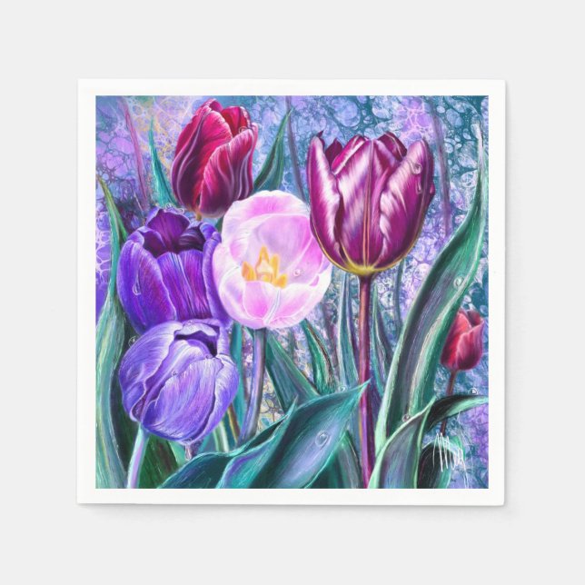 Colorful Tulips Napkins (Front)