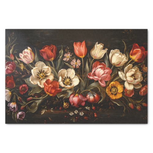 Colorful Tulips Painting Botanical Decoupage Tissue Paper