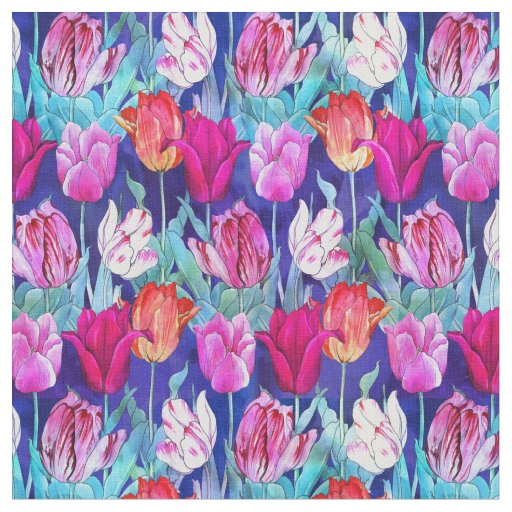 Colorful Tulips Pattern Fabric