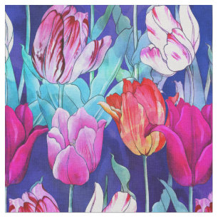 Colorful Tulips Pattern Fabric