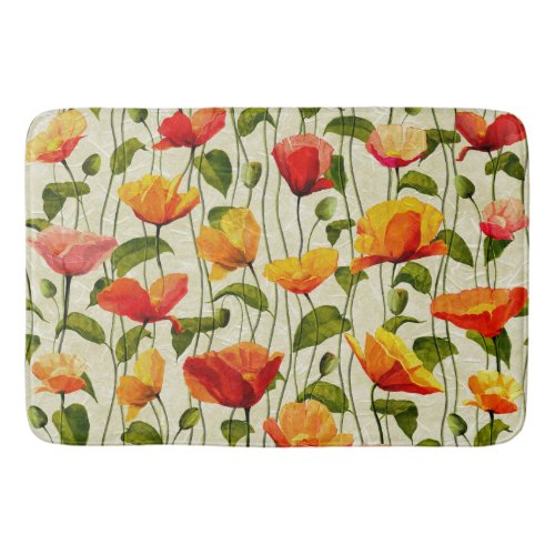 Colorful tulips Patterns With Leaves Veins Bath Mat