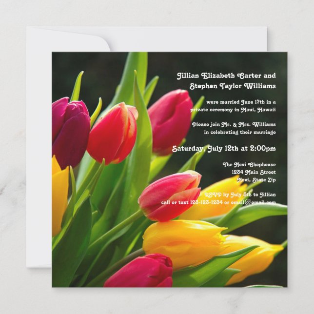 Colorful Tulips Photo -5x5 Wedding Announcement (Front)