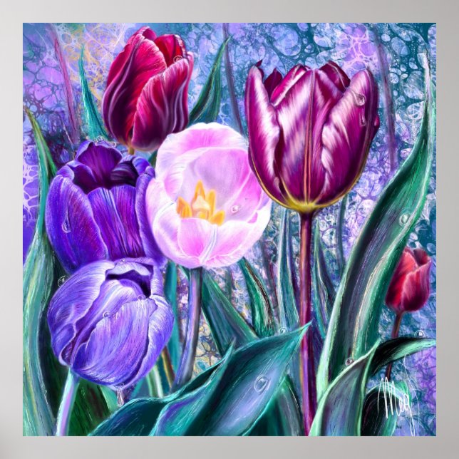 Colorful Tulips Poster (Front)